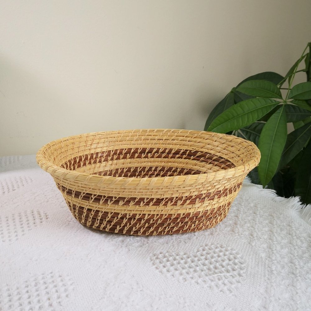 Handmade Coiled Woven Native American Indian Basket